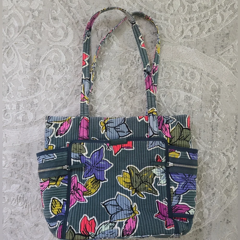 Vera Bradley Green Floral Patterned Tote Bag